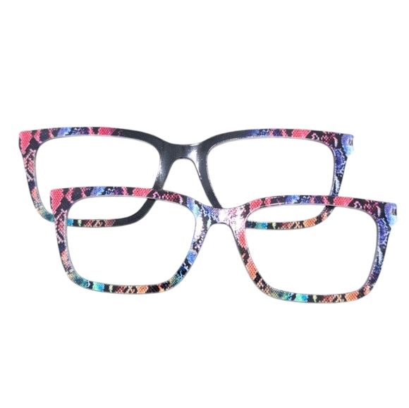 Pair Eyewear The Larkin Magnetic Topper Patterned Eyeglasses Set Of 2 Snakeskin - Picture 1 of 7